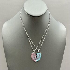 MJartoria Necklace Best Friends Butterfly Heart Rhinestone Womens Jewelry 18"